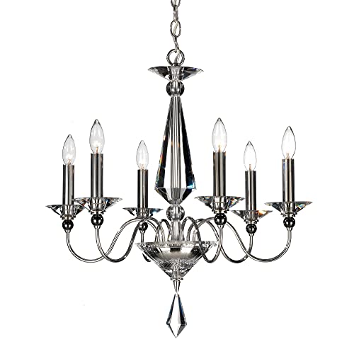 Jasmine 6 Light 22.5in x 24in Chandelier in Polished Silver with Clear Optic Machine Cut Crystal #1