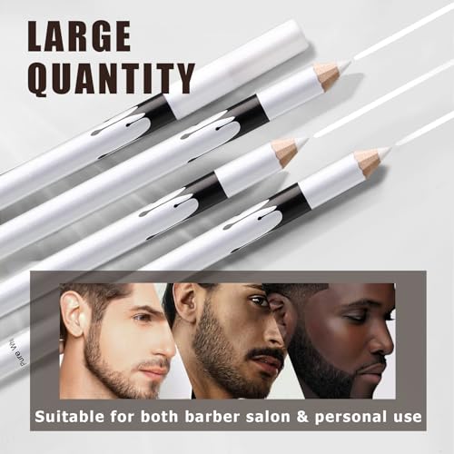 Noerrors 12Pcs White Barber Pencil Set Magic Hairline Pencils for Lineup Beard Shaping Guide Pen with Sharpener Barber Chalk for Men Hair Makeup Design - Thumbnail 3