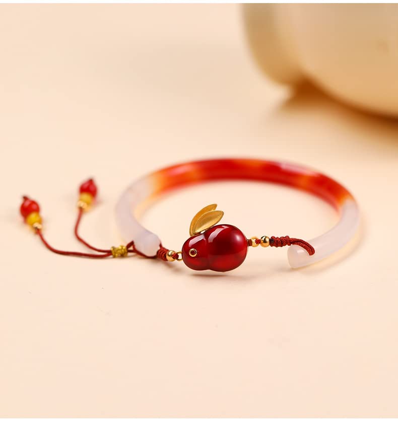 14K Gold Jade Bangle, Agate Rabbit Bangle, Mother's Day, Birthday Gift for Mother, Wife, Girlfriend4