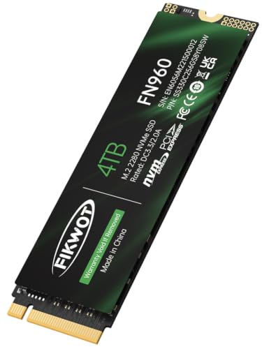 Fikwot FN960 4TB M.2 NVMe SSD PCIe Gen4 x4 2280 �����\���b�h�X�e�[�g�h���C�u �q�[�g�V���N�t�� �ő�5,000MB/�b �_�C�i�~�b�NSLC�L���b�V�� PS5����SSD�Ή�