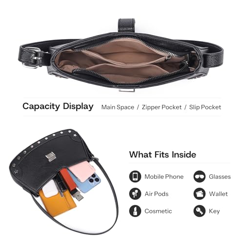 Y2K Purse Small Shoulder Bag for Women Goth Emo Punk Purse with Studded Rivet Design4