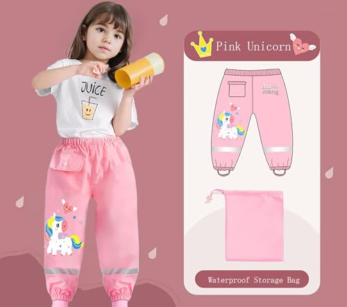 Image of Toddlers Boys Girl Rain Pants Waterproof Dirty Proof Trousers Kids Rain Poncho Hood Rainwear Jacket Coat 1-12Years