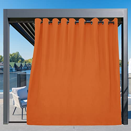 Image of Easy-Going Outdoor Curtains for Patio 1 Panel, 150x84 inch, Orange | Waterproof, Windproof, Weatherproof Privacy Outdoor Curtains for Cabanas Porches and Pergolas, Grommet Top and Tab Bottom