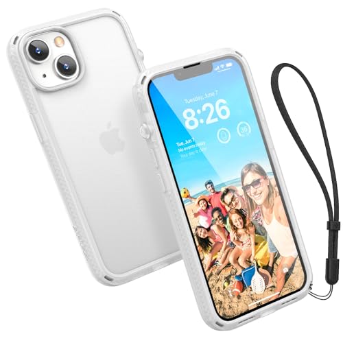 Catalyst Influence Case for iPhone 14, 2.5X Higher Drop Proof, Non-Slip Frosted Edges and Crystal Clear Back, 30% Louder Forward Audio, Lanyard Included