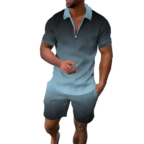 Ensemble homme t-shirt et short dégradé bleu ciel taille L