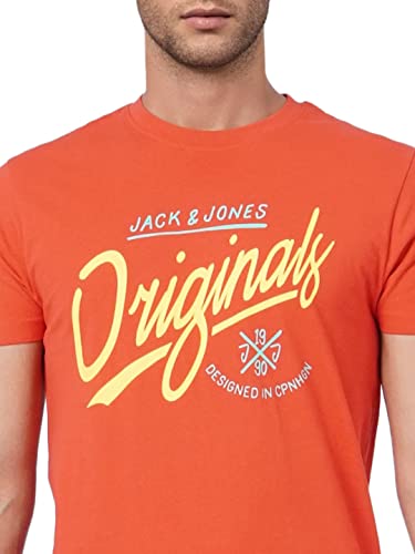 Image of JACK & JONES Men's Cotton Placement Print Slim Fit Round Neck T-Shirt