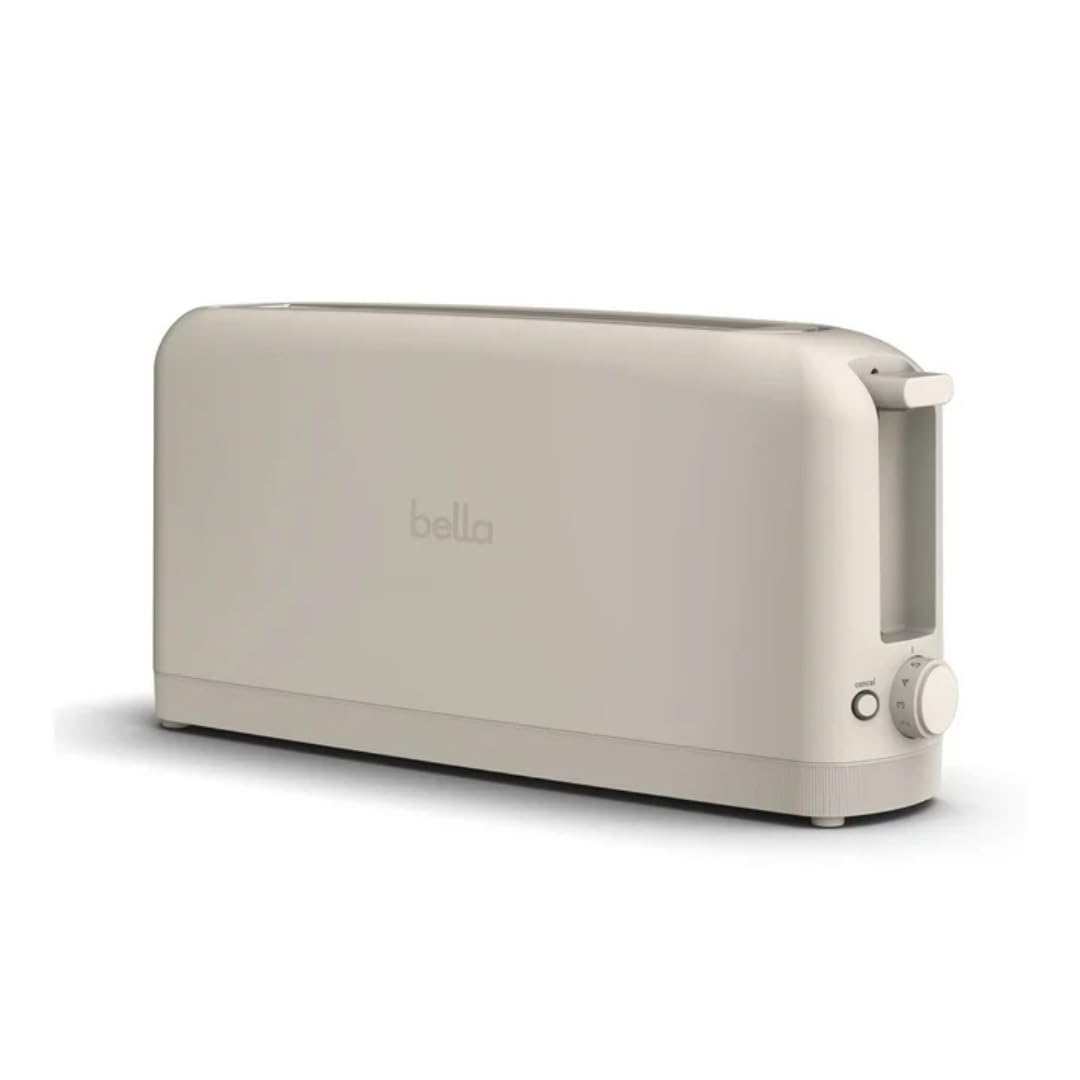 Bella Toaster Extra-Wide Long Slot,2-Slice Slim 3.58 Inch Profile, Space-Saving Design for Bagels, Baguettes, Thick Bread, Compact Kitchen Appliance, Oatmilk