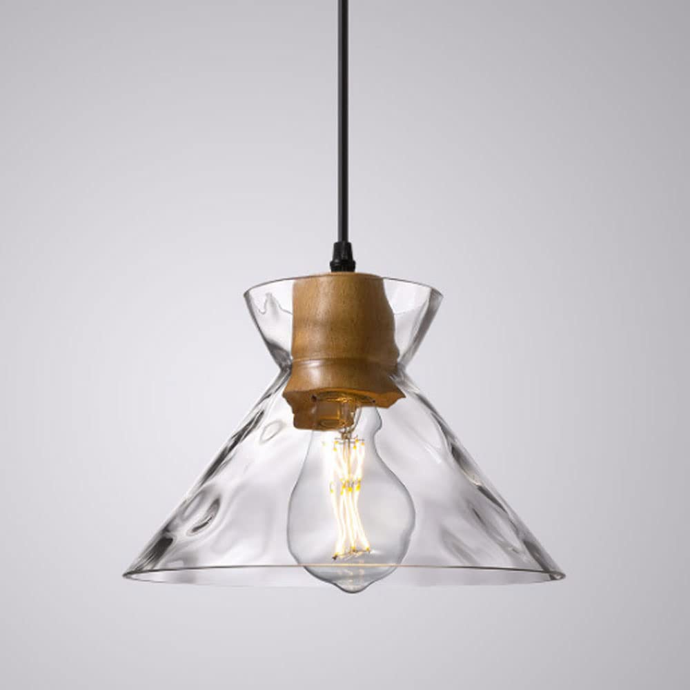 SEMANHUAOZ Modern Wooden Art Glass Pendant Lamp for Living Room Bedroom (Color : A)