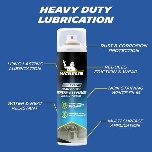 Image of MICHELIN White Lithium Grease Spray 400ml | Heavy-Duty Lubricant for Hinges, Bearings, Machines & Gears | Long-Lasting Protection Against Friction, Rust & Corrosion | Smooth & Noise-Free Performance