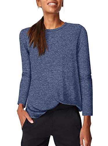 LASLULU Long Sleeve Workout Clothes Open Tit Back Loose Activewear Sexy Backless Yoga Shirts Exercise Athletic for Women(Blue L) - Thumbnail 6
