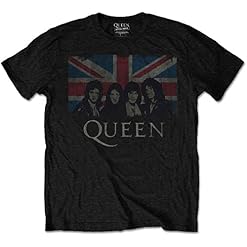Rockoff Trade Queen Union Jack T-Shirt, Noir (Noir Noir), L Homme - Les Beatles, Paul McCartney, John Lennon, RIngo Starr, George Harrison