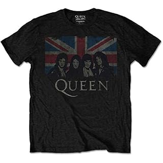 Rockoff Trade Queen Union Jack T-Shirt, Noir (Noir Noir), L Homme - Les Beatles, Paul McCartney, John Lennon, RIngo Starr, George Harrison