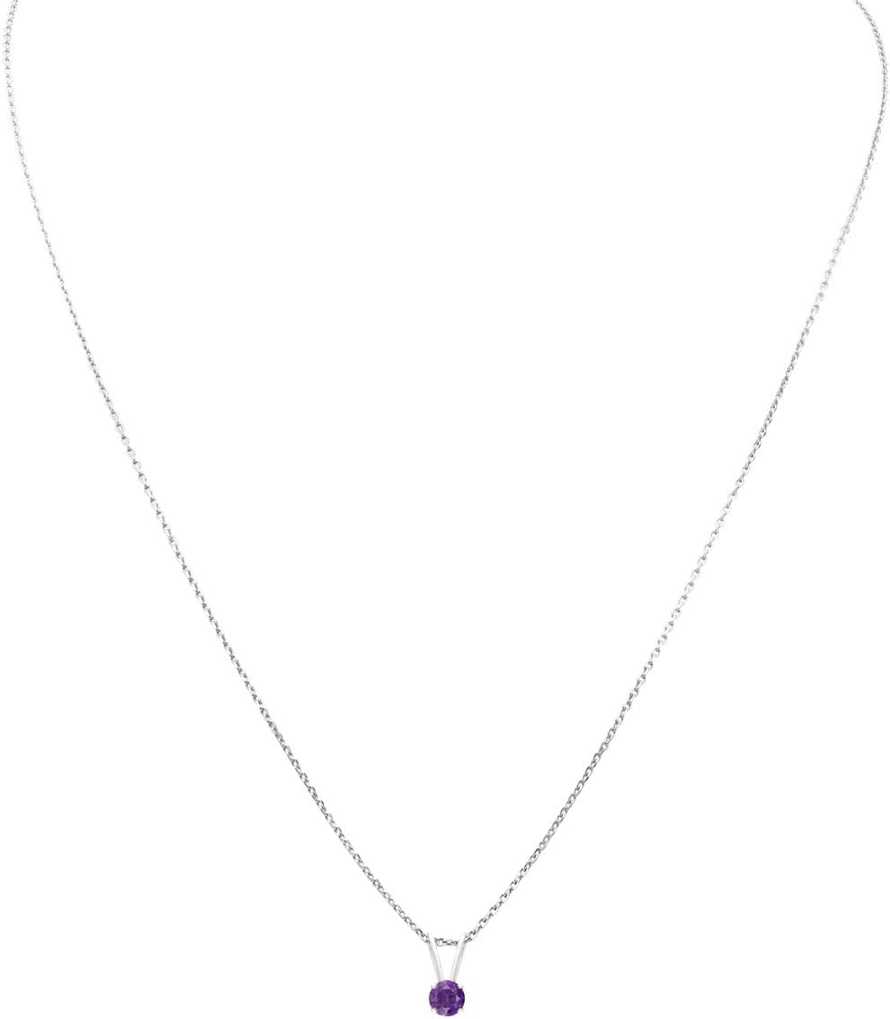 SuperJeweler 14K Solid Gold Solitaire Pendant Necklace with 0.125 Carat (3mm) Gemstone w/Durable Gold-Filled Setting | 18" Sterling Silver Chain Included | Multiple Gemstone Options Available - Image 3