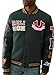 True Religion CAT Varsity Bomber Jacket for Men - Premium Cotton & PU, Iconic Varsity Outerwear | Green Gables/Jet Black, Medium