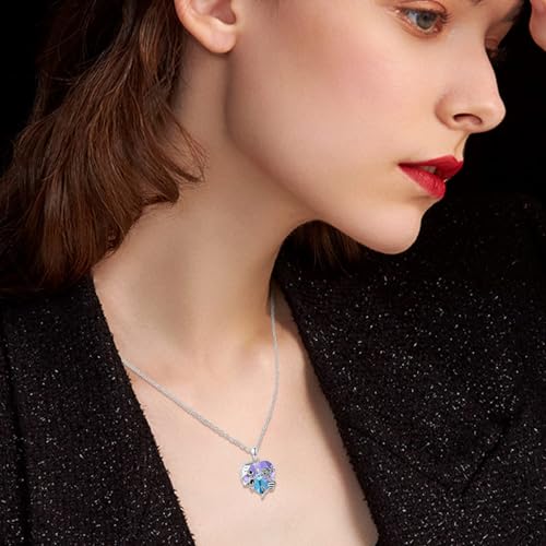 Image of S925 Sterling Silver Skull Pendant Necklace Heart Crystal Birthstone Skull Necklace Gothic Jewlery Gifts