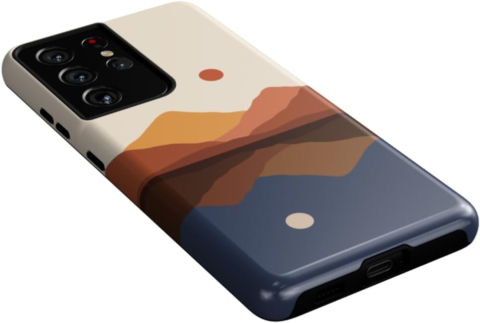 Casely Galaxy S21 Ultra Case | Opposites Attract | Day & Night Mountains | Essential Slim Dual-Layer Protective Design