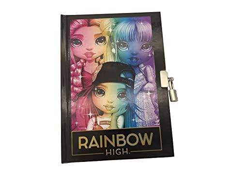 CYPBRANDS Rainbow High- Diario con candado,Secretos, Cuaderno, Multicolor, Producto oficial, DR-01-RW