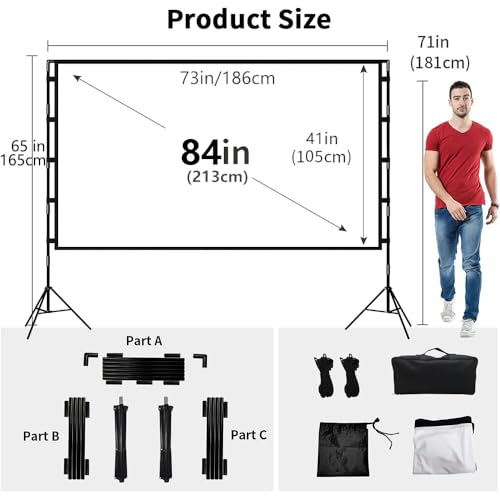 Pantalla para proyector con soporte y bolsa, 84 pulgadas miniatura 2