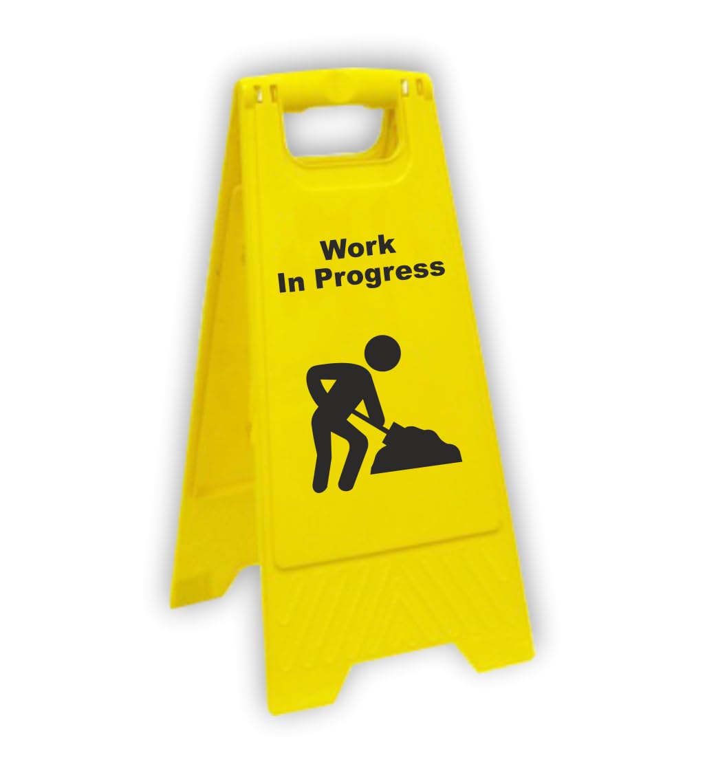 Surie Polex Caution Sign Board (Caution Wet Floor, Cleaning In Progress, Men At Work, No Entry, No Parking, Under Maintenace, Work in Progress) Pack Of 1 (Caution Board-Work in Progress)