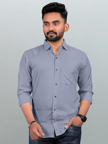 Image of Men Regular Fit Solid Spread Collar Casual Shirt