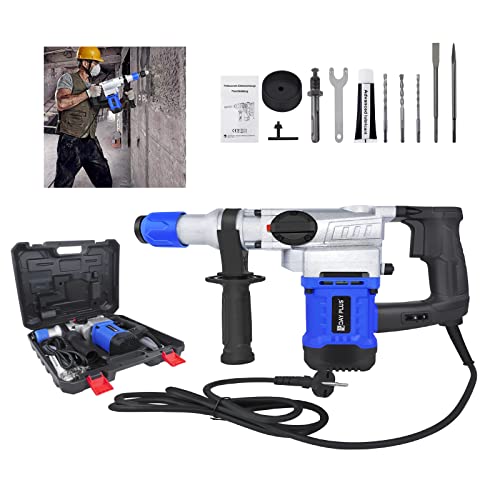 Martello perforatore elettrico da 1080 W, 2 modalità, velocità di rotazione 800 giri/min, martello demolitore ideale per scalpello, percussione, foratura, per cemento, pareti, piastrelle e pavimenti