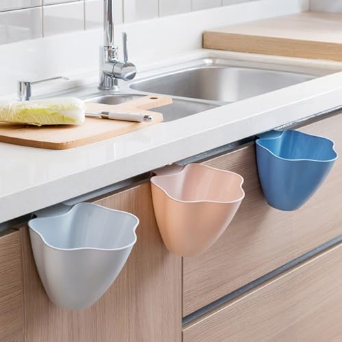Contenedor de basura colgante para cocina 3 piezas azul rosa gris miniatura 6