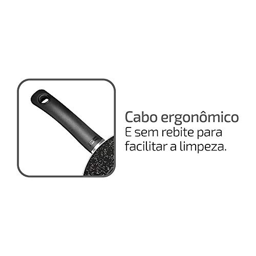 Frigideira Francesa Rochedo Stone Pro 28 cm, Efeito Pedra - Preto e Cinza