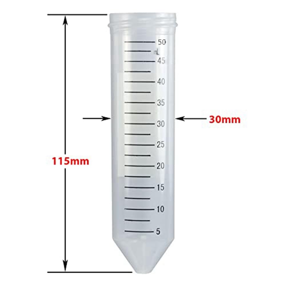 MansH - Tubo centrífugo con tapón de rosca plano azul atado, esteril, graduación , bolsita, capacidad de 50 ml (500)