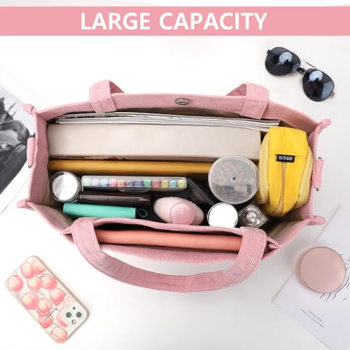 Image of Corduroy Tote Bag for Women Small Satchel Bag Mini Tote Bag Aesthetic Crossbody Handbag - School Work Travel Shopping