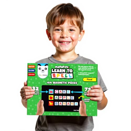 Image of Play Panda Magnetic Learn to Spell Food Board Game with 104 Tiles for Kids