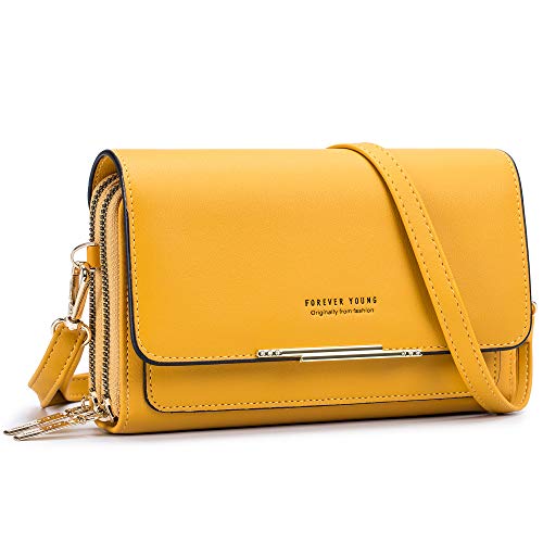 Roulens Bolso para Teléfono Móvil,Bolso de Hombro Pequeña de Mujer,Bolso Bandolera Cruzado Cuero PU,Mensajero Crossbody Bag Bolso Movil Mujer con Ranuras para Tarjetas, Cremallera y Correa