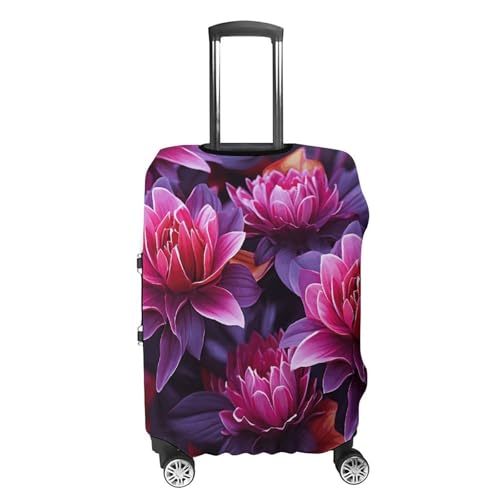 Flower Leaves Purple Red Flower Elastic Luggage Cover Suitcase Protector for 19-32 Inch Suitcases | Universal Stretchable Travel Bag Cover | Anti-Scratch, Washable with Zipper Closure S4