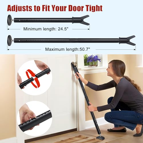 Heavy Duty Door Security Bar, 24.5"-50.7" Adjustable Door Stopper with Large Anti-Slip Base, 360° Swivel Foot, Portable Door Brace for Hinged Doors, Sliding Windows, Hotel & Apartment - Image 4