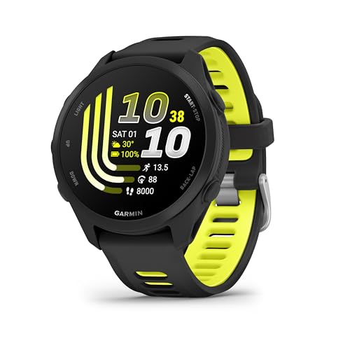 Garmin Forerunner® 170 Music, GPS Running Smartwatch, Advanced Training Metrics and Recovery Insights Plus Music Storage, Black with Black/Amp Yellow Band