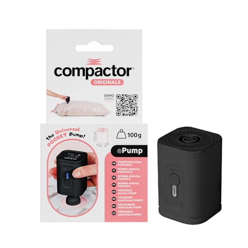 Compactor - Pompe électrique portable sans fil pour sacs de rangement sous vide - Recharge USB - Puissante - Design compact de voyage - Compatible sacs...