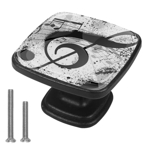 LRCCJS Musical Black Musical Note Music Theme 4Pcs Black Drawer
