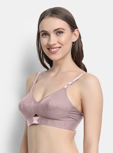 Image of VSTAR Queen U Black CLR Soft Cotton Bra for Women | Wirefree, Single Layered Seamed Cups | Adjustable Straps | Comfy Non Padded Bra 32 | Cool Grey