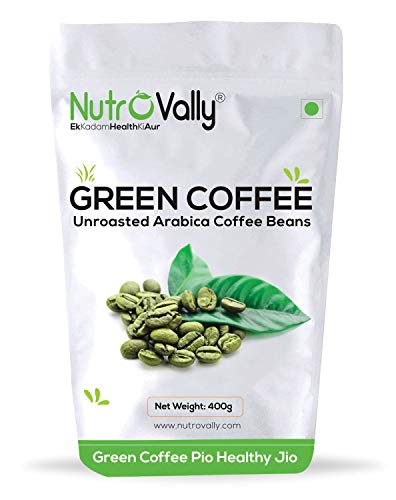NutroVally Green Coffee Beans 400g|Premium Raw Arabica Beans for Fresh Brew at Home| Antioxidant-Rich Drink |Supports Energy, Detox & Weight Management Goals|Unroasted Whole Coffee Bean|Coffee beans