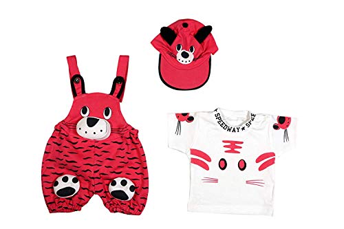 Image of Baby Boy's And Baby Girl's Dungaree Set /Romper Set with T-Shirt And Cap