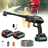 Dibaful Akku Hochdruckreiniger 100 Bar 270 L/H | Auto Tragbarer Pistole mit 2 x 3000mAh Akku | Waschpistole Mobiler 6 in 1 Verstellbare Düse 5M Schlauch für Terrasse Auto