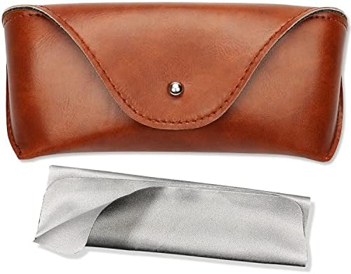LogHog Portable Leather Glasses Case, Flexible Reading Eyeglass Pouch Slim Case for Women Men Horizontal Sunglasses Case