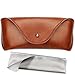 Portable Leather Glasses Case,Flexible Sunglasses Pouch Slim Case for Women Men Horizontal Eyeglass Case