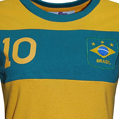 Camisa Brasil Faixa Liga Retrô Feminina Amarela P 6 Camisa Brasil Faixa Liga Retrô Feminina Amarela P - Imagem 6