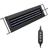 NICREW AquaLux LED Aquarium Beleuchtung, Aquarium Lampe mit Timer, Einstellbare Helligkeit und 3 Lichtmodi, IP67 Wasserdicht, 58-75cm