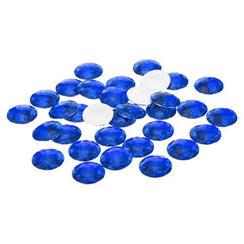 PATIKIL 40mm Flat Back Round Acrylic Rhinestones, 50 Pack Plastic Circle Gems for Jewelry Making Costume Embellishments Crafts, Blue