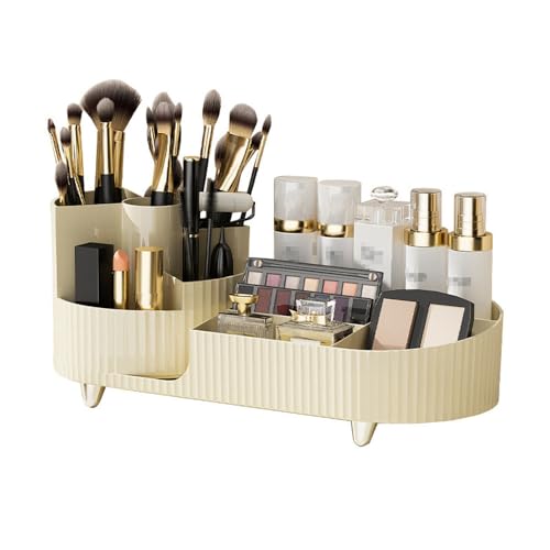 Organizzatore Trucco Rotante Pennelli Grande Capacità Scatola di Immagazzinaggio Cosmetico per Profumo Rossetto Bagno Camera Vanità Beige-a. 1
