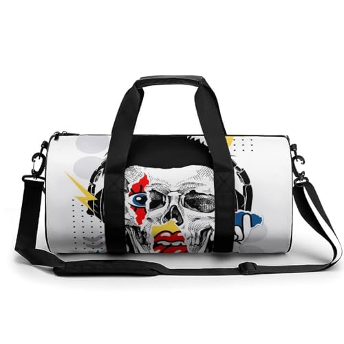 Sac de sport crâne rigolo 45x23x23cm pour gym et voyage