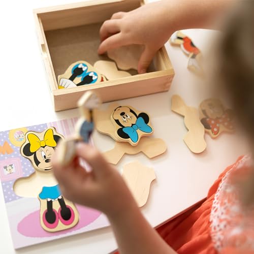 Melissa & Doug 5792 Disney Minnie Mouse Mix And Match Dress-Up Wooden Play Set (18 Pcs) - Minnie Mouse Toys For Disney Fans, Fashion Puzzle Travel Toys thumb #5