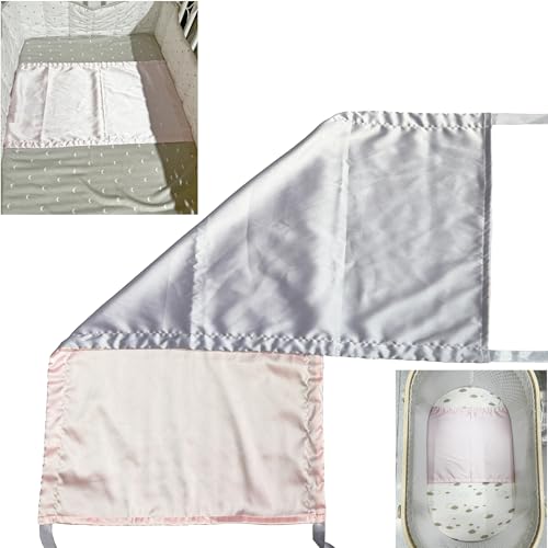 AKISS Satin Crib Sheet Pillow Cover Silk Bassinet Cradle Slip Reversible Use for Baby Girls Boys (Prism Pink & Light Grey)