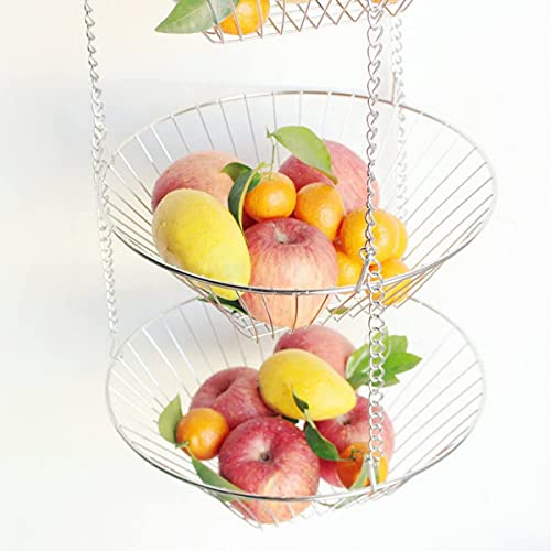 Cesta colgante de alambre resistente de 3 niveles para alimentos 4